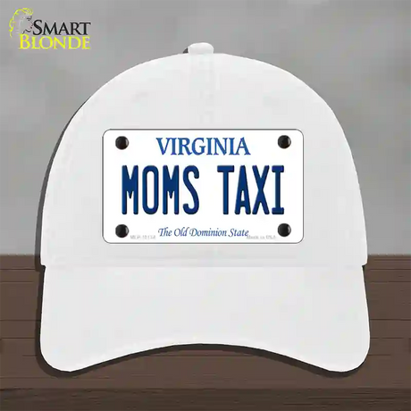 Moms Taxi Virginia Novelty License Plate Hat Unconstructed Cotton / White