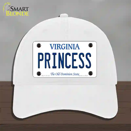 Princess Virginia Novelty License Plate Hat Unconstructed Cotton / White