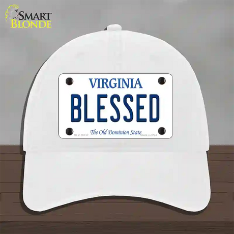 Blessed Virginia Novelty License Plate Hat Unconstructed Cotton / White