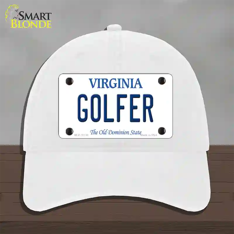 Golfer Virginia Novelty License Plate Hat Unconstructed Cotton / White