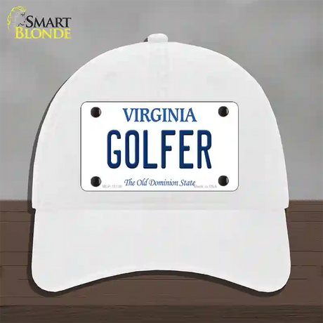 Golfer Virginia Novelty License Plate Hat Unconstructed Cotton / White