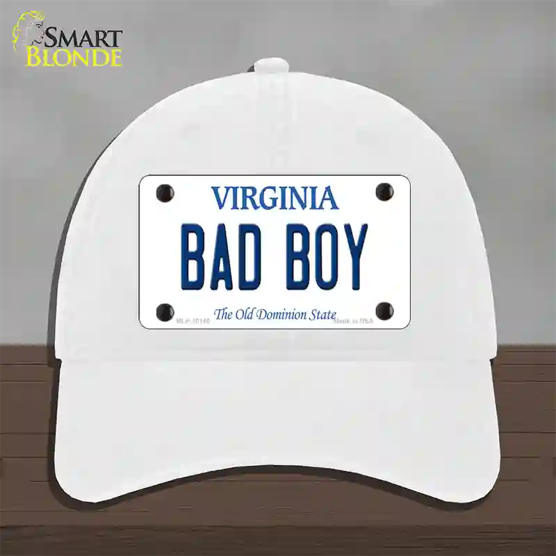 Bad Boy Virginia Novelty License Plate Hat Unconstructed Cotton / White