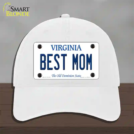 Best Mom Virginia Novelty License Plate Hat Unconstructed Cotton / White