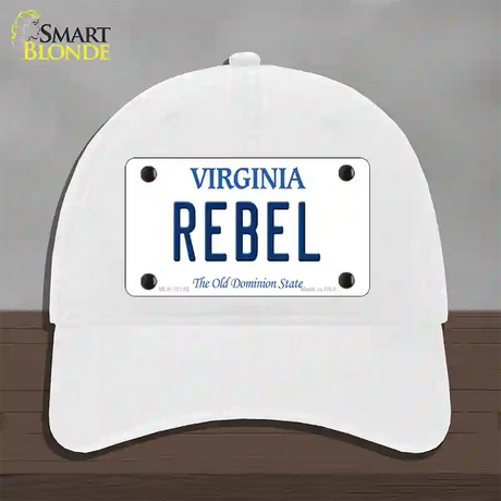 Rebel Virginia Novelty License Plate Hat Unconstructed Cotton / White