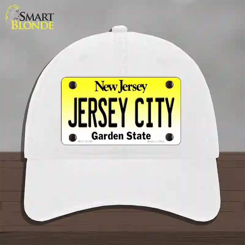 Jersey City New Jersey Novelty License Plate Hat Unconstructed Cotton / White