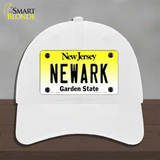 Newark New Jersey Novelty License Plate Hat Unconstructed Cotton / White