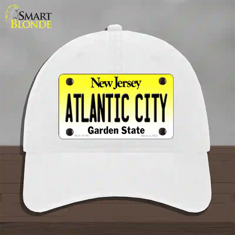 Atlantic City New Jersey Novelty License Plate Hat Unconstructed Cotton / White