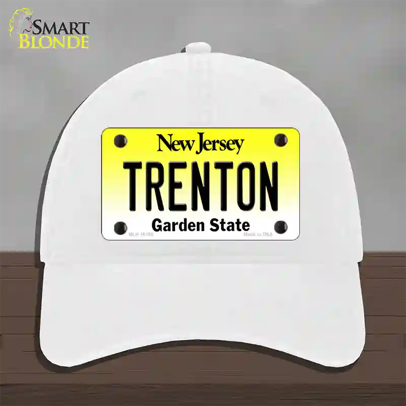 Trenton New Jersey Novelty License Plate Hat Unconstructed Cotton / White