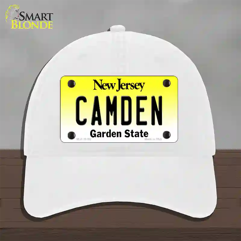 Camden New Jersey Novelty License Plate Hat Unconstructed Cotton / White