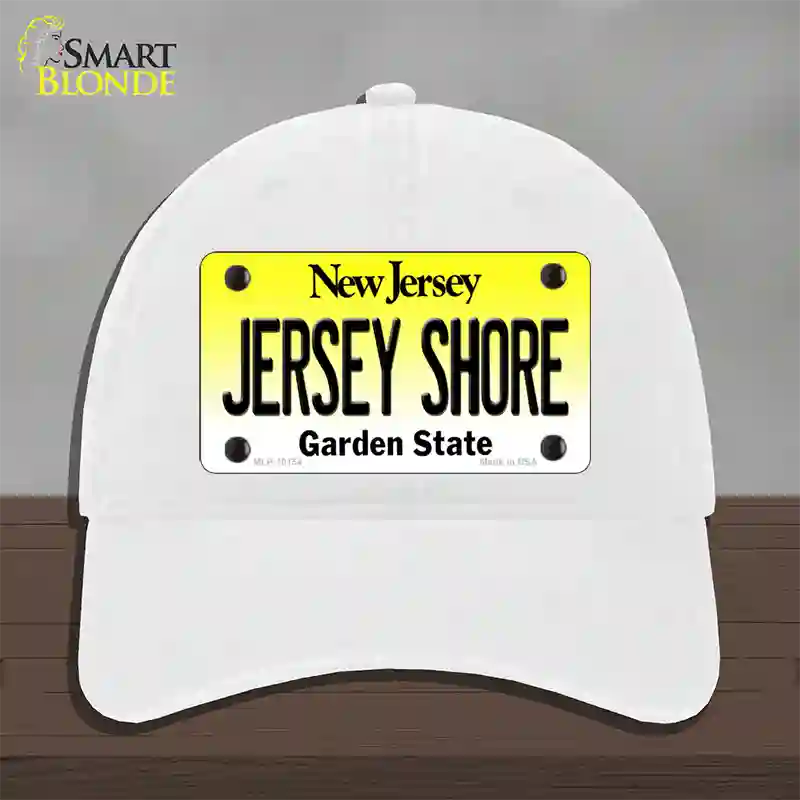 Jersey Shore New Jersey Novelty License Plate Hat Unconstructed Cotton / White