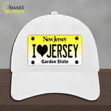 I Love Jersey New Jersey Novelty License Plate Hat Unconstructed Cotton / White