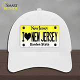 I Love New Jersey Novelty License Plate Hat Unconstructed Cotton / White