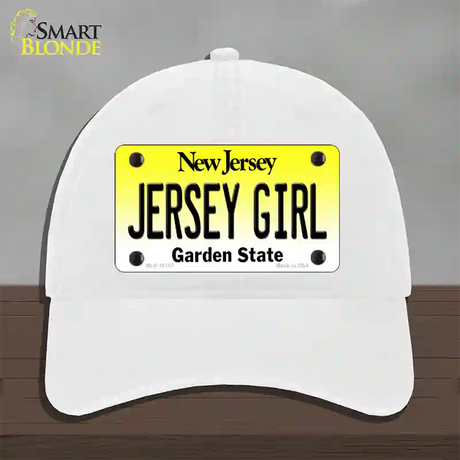 Jersey Girl New Jersey Novelty License Plate Hat Unconstructed Cotton / White