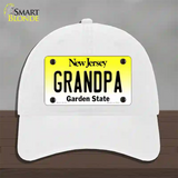 Grandpa New Jersey Novelty License Plate Hat Unconstructed Cotton / White