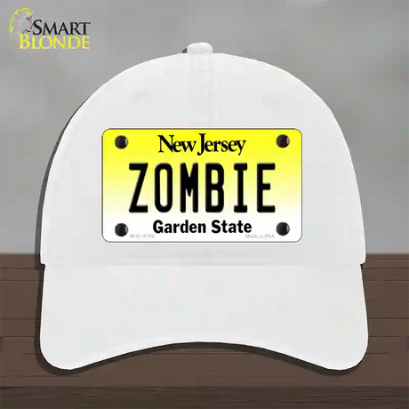 Zombie New Jersey Novelty License Plate Hat Unconstructed Cotton / White