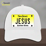 Jesus New Jersey Novelty License Plate Hat Unconstructed Cotton / White