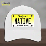 Native New Jersey Novelty License Plate Hat Unconstructed Cotton / White