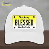 Blessed New Jersey Novelty License Plate Hat Unconstructed Cotton / White