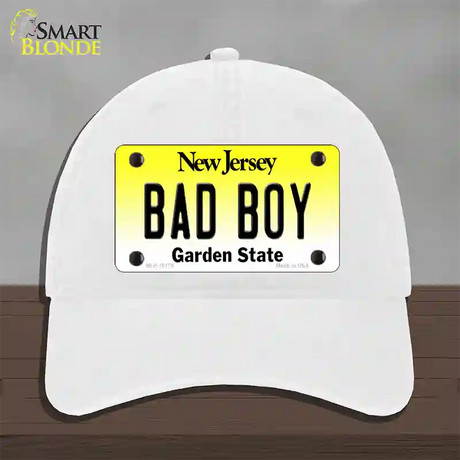 Bad Boy New Jersey Novelty License Plate Hat Unconstructed Cotton / White