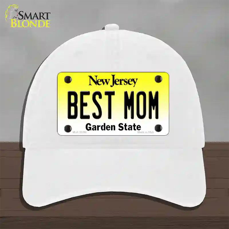 Best Mom New Jersey Novelty License Plate Hat Unconstructed Cotton / White