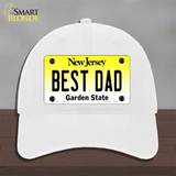 Best Dad New Jersey Novelty License Plate Hat Unconstructed Cotton / White