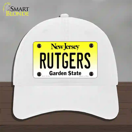 Rutgers New Jersey Novelty License Plate Hat Unconstructed Cotton / White