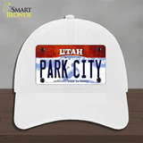 Park City Utah Novelty License Plate Hat Unconstructed Cotton / White