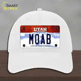 Moab Utah Novelty License Plate Hat Unconstructed Cotton / White