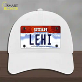 Lehi Utah Novelty License Plate Hat Unconstructed Cotton / White