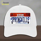 Springville Utah Novelty License Plate Hat Unconstructed Cotton / White