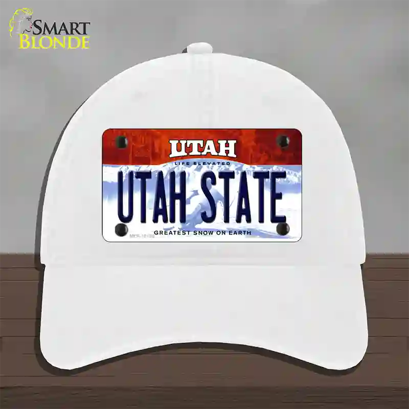 Utah State Utah Novelty License Plate Hat Unconstructed Cotton / White