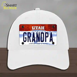 Grandpa Utah Novelty License Plate Hat Unconstructed Cotton / White