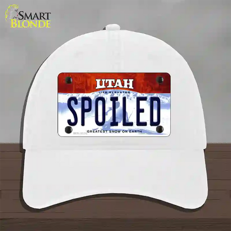 Spoiled Utah Novelty License Plate Hat Unconstructed Cotton / White