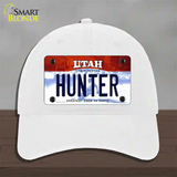 Hunter Utah Novelty License Plate Hat Unconstructed Cotton / White