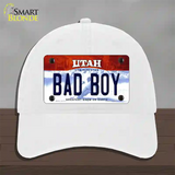 Bad Boy Utah Novelty License Plate Hat Unconstructed Cotton / White