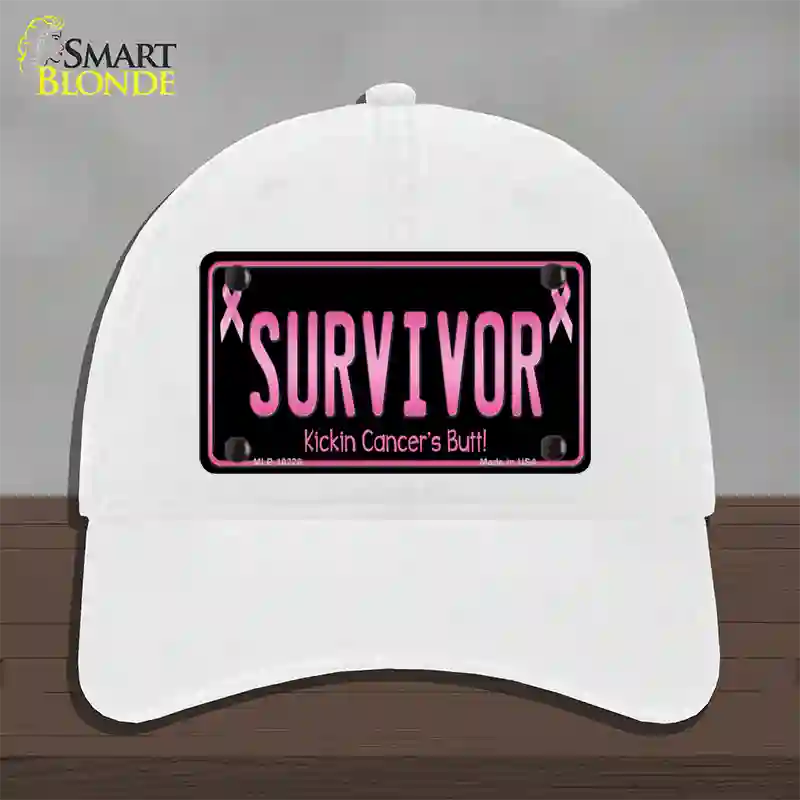 Survivor Novelty License Plate Hat Unconstructed Cotton / White