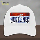 Rock Climber Utah Novelty License Plate Hat Unconstructed Cotton / White