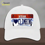 I Love Climbing Utah Novelty License Plate Hat Unconstructed Cotton / White