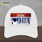 I Love Mtn Biking Utah Novelty License Plate Hat Unconstructed Cotton / White