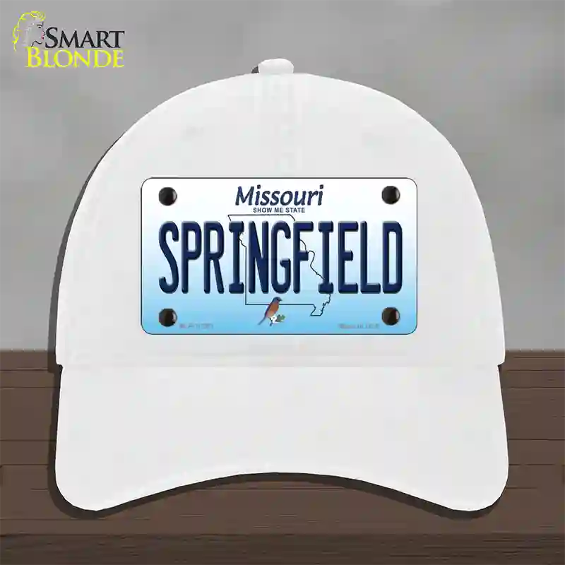 Springfield Missouri Novelty License Plate Hat Unconstructed Cotton / White