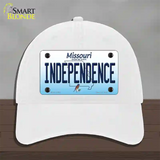 Independence Missouri Novelty License Plate Hat Unconstructed Cotton / White