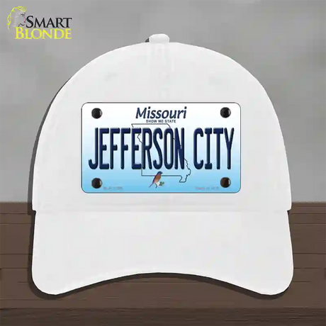 Jefferson City Missouri Novelty License Plate Hat Unconstructed Cotton / White