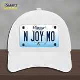 N Joy MO Missouri Novelty License Plate Hat Unconstructed Cotton / White