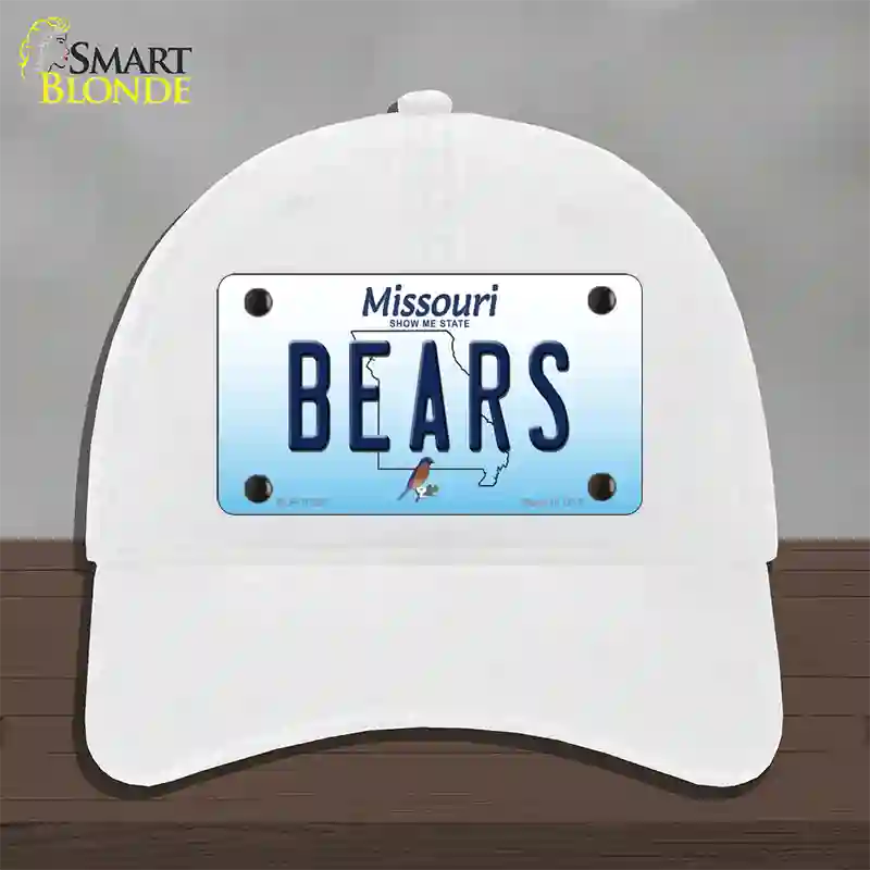 Bears Missouri Novelty License Plate Hat Unconstructed Cotton / White