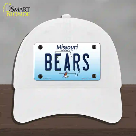 Bears Missouri Novelty License Plate Hat Unconstructed Cotton / White