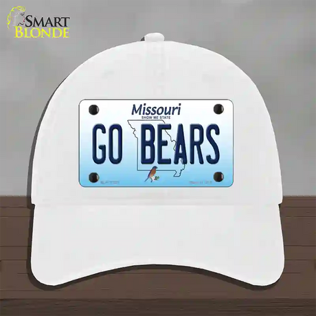 Go Bears Missouri Novelty License Plate Hat Unconstructed Cotton / White