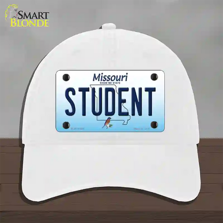 Student Missouri Novelty License Plate Hat Unconstructed Cotton / White