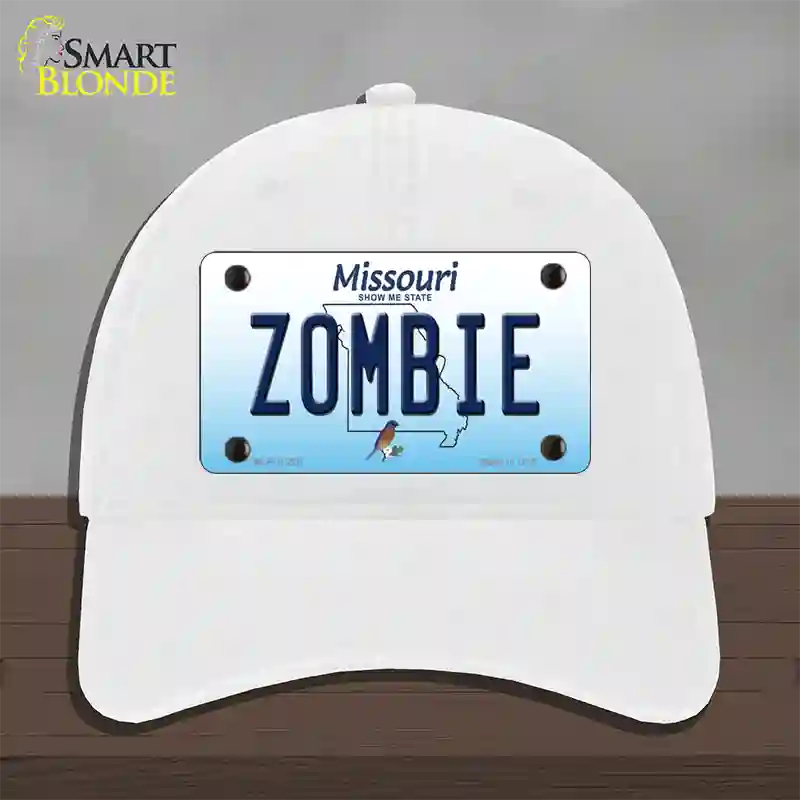 Zombie Missouri Novelty License Plate Hat Unconstructed Cotton / White