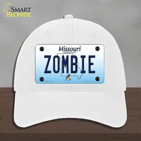 Zombie Missouri Novelty License Plate Hat Unconstructed Cotton / White