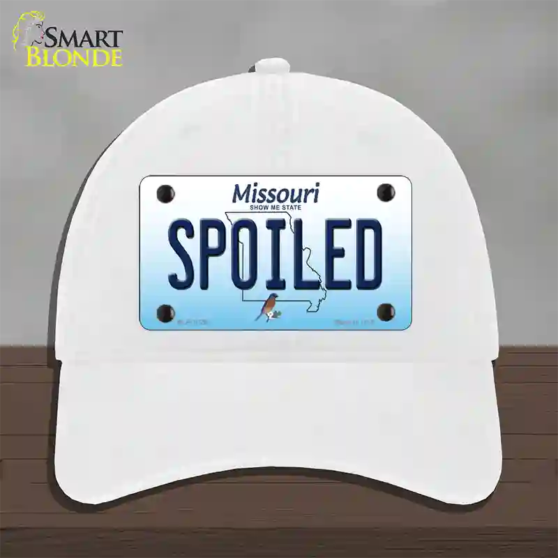 Spoiled Missouri Novelty License Plate Hat Unconstructed Cotton / White